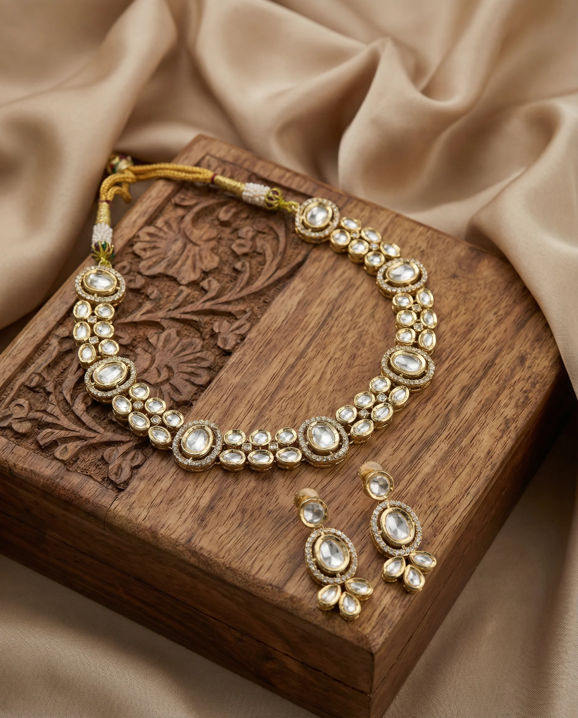 Silver Ziraki Premium Moissanite Stone Necklace with Earring - Image 3
