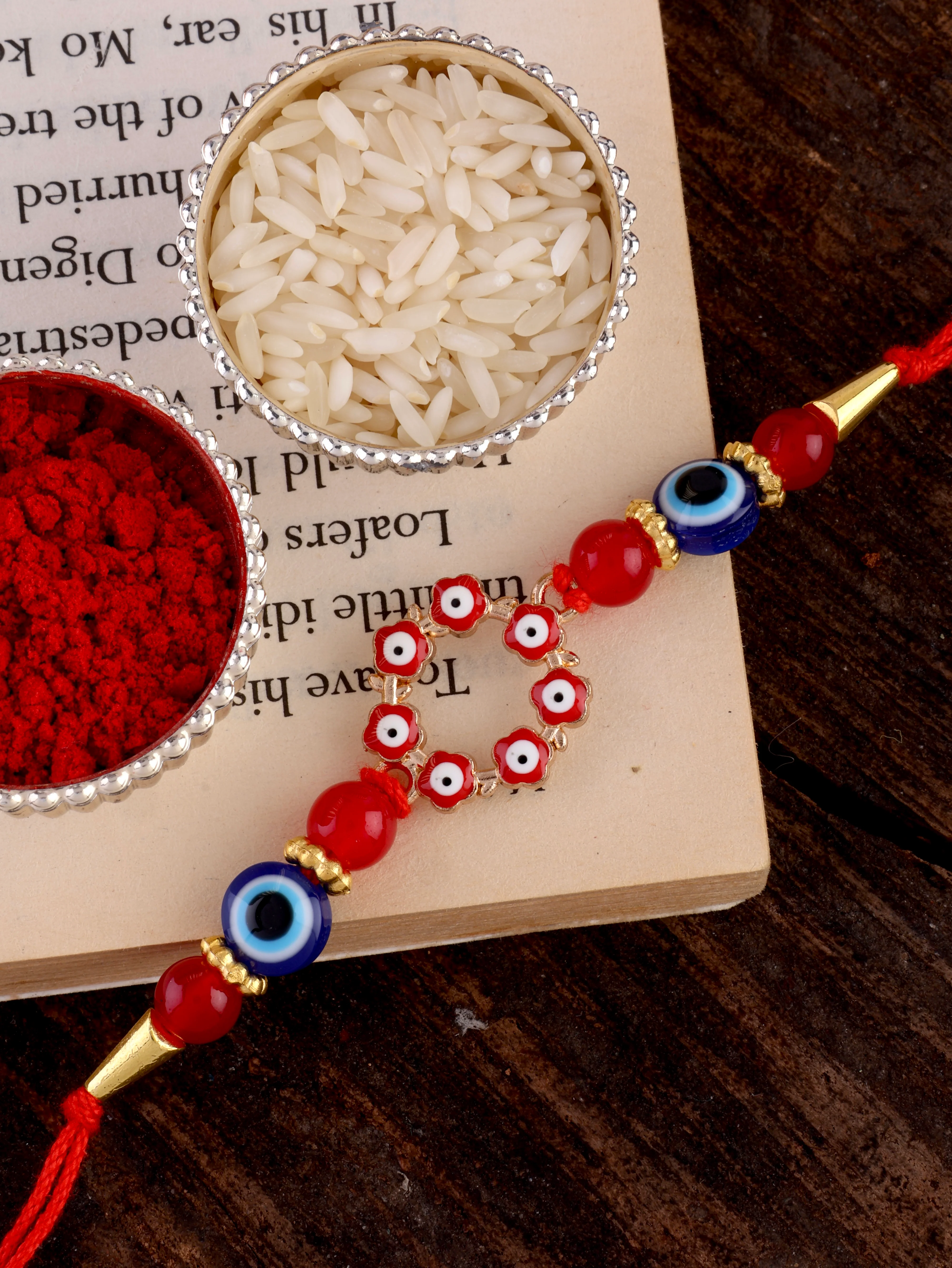 Tapas-Chakra Rakhi Pack of 2 with Card | Tilak Set Included - Image 4