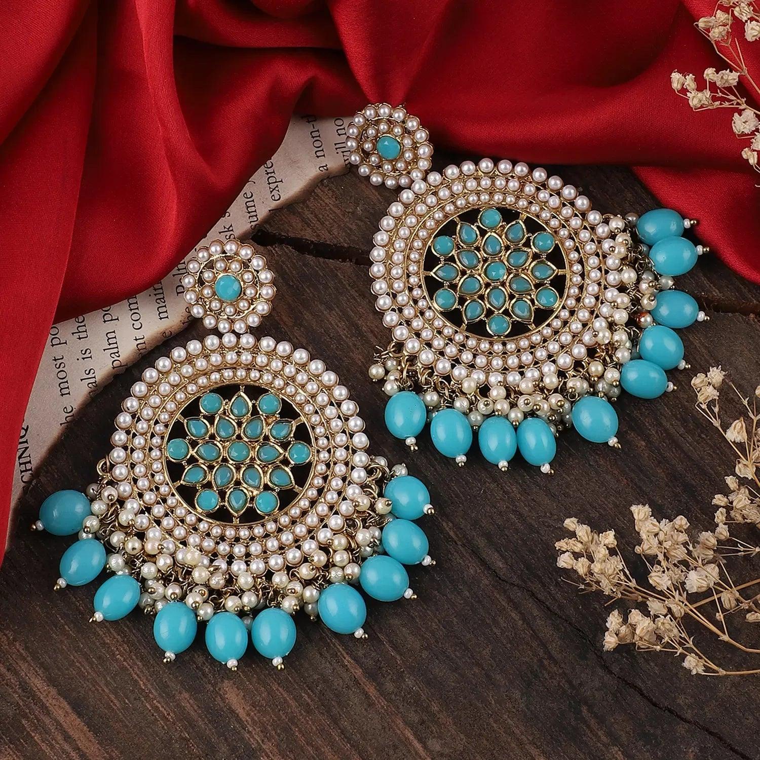 Turquoise Damini Chandbali - Image 3