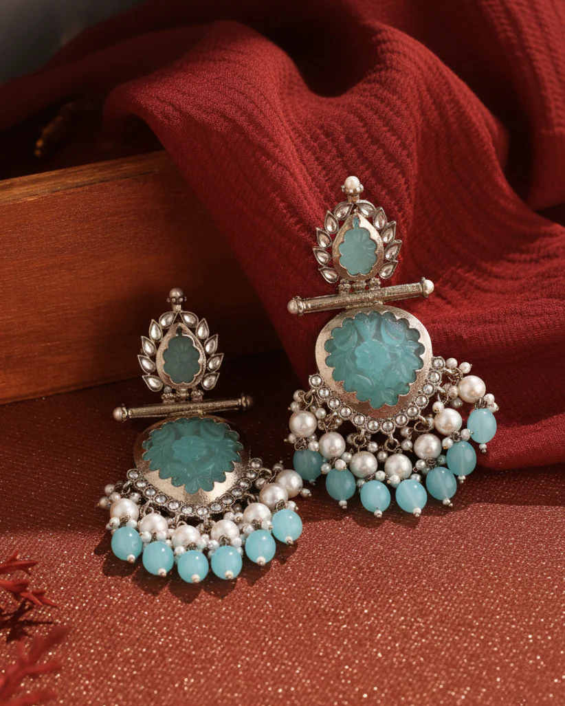 Turquoise Sohum Chandbali - Image 3