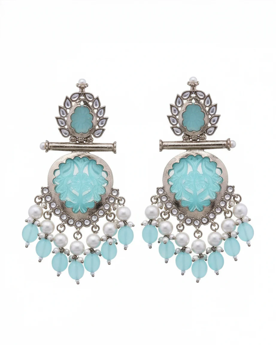 Turquoise Sohum Chandbali - Image 8