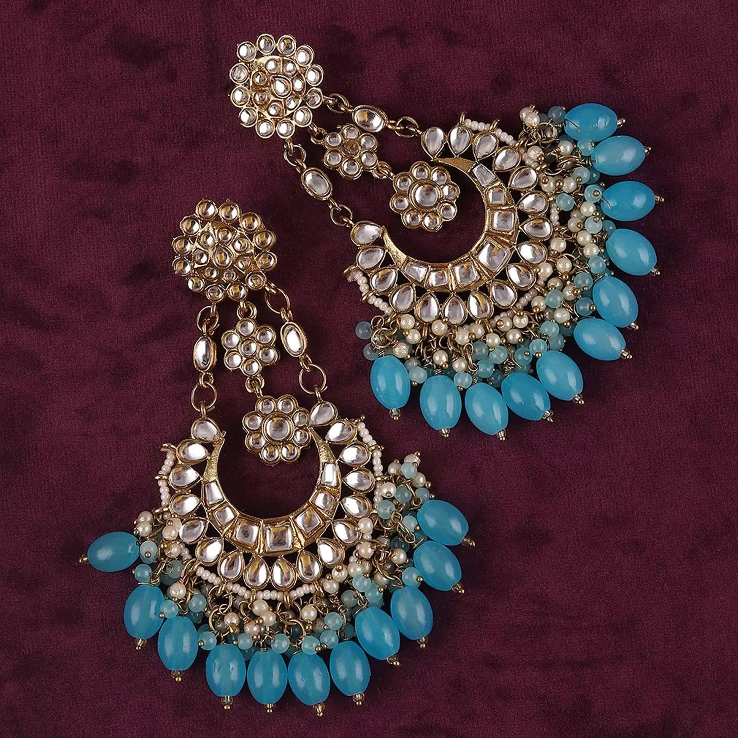 Turquoise Ujala Chandbali - Image 3