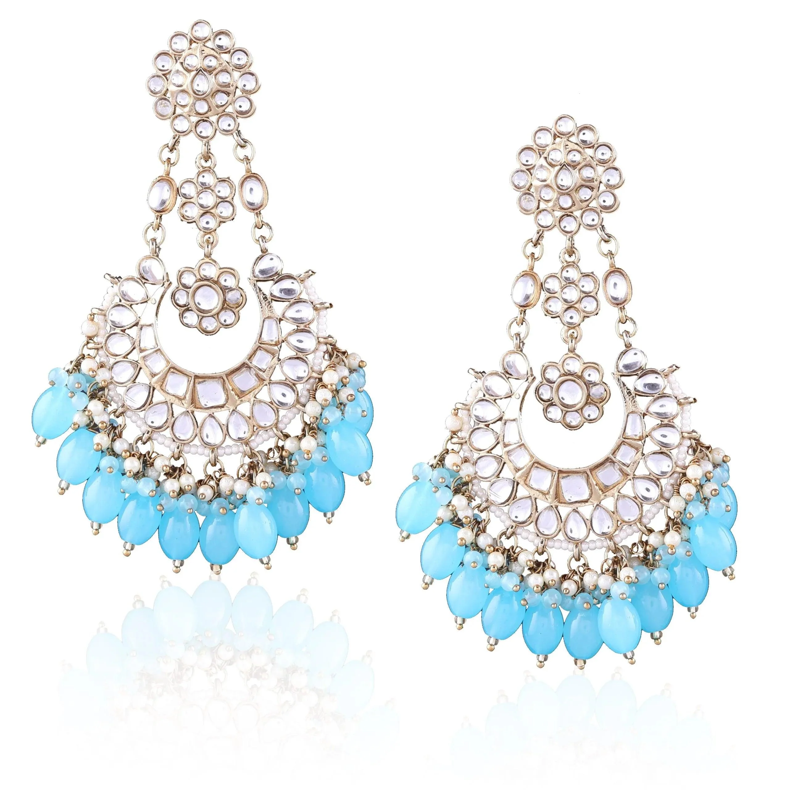 Turquoise Ujala Chandbali - Image 6
