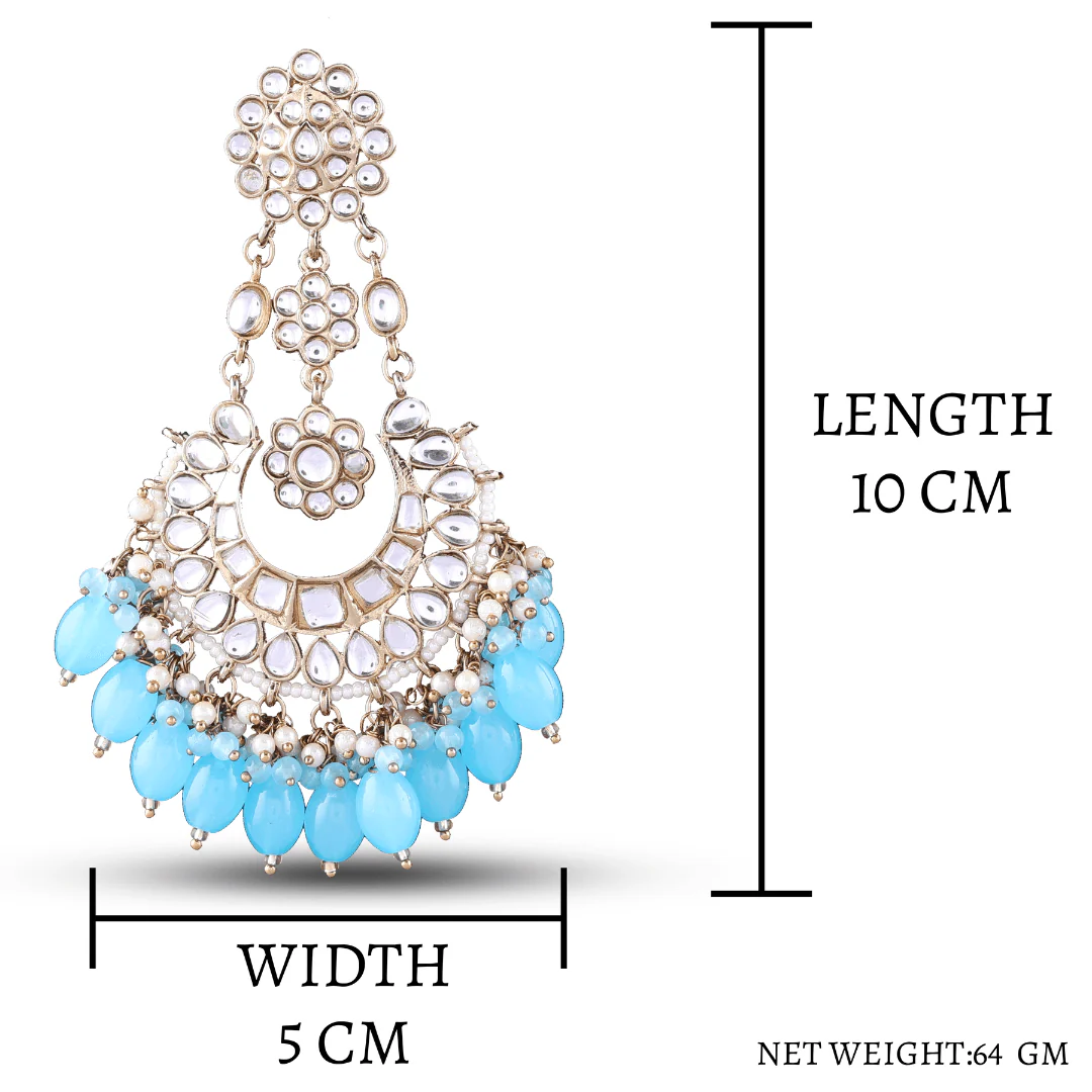 Turquoise Ujala Chandbali - Image 7