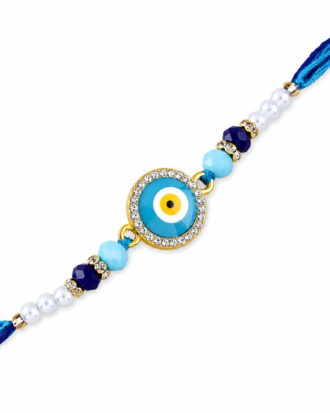 Turquoise Zaroon Evil Eye Rakhi for Brother | Tilak Set Included - Image 3