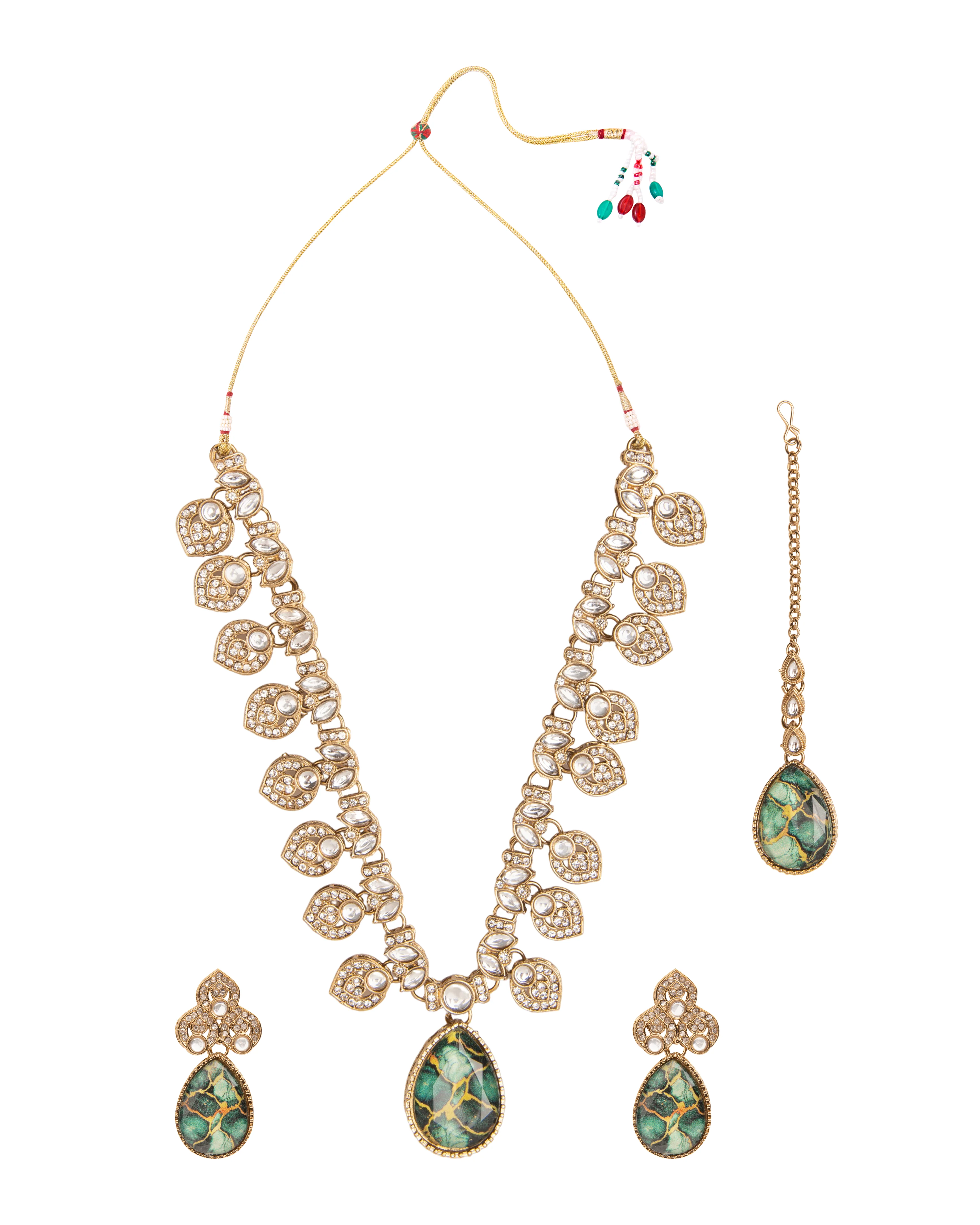 Vanraj Premium Zircone Necklace with Earring and Teeka - Image 3
