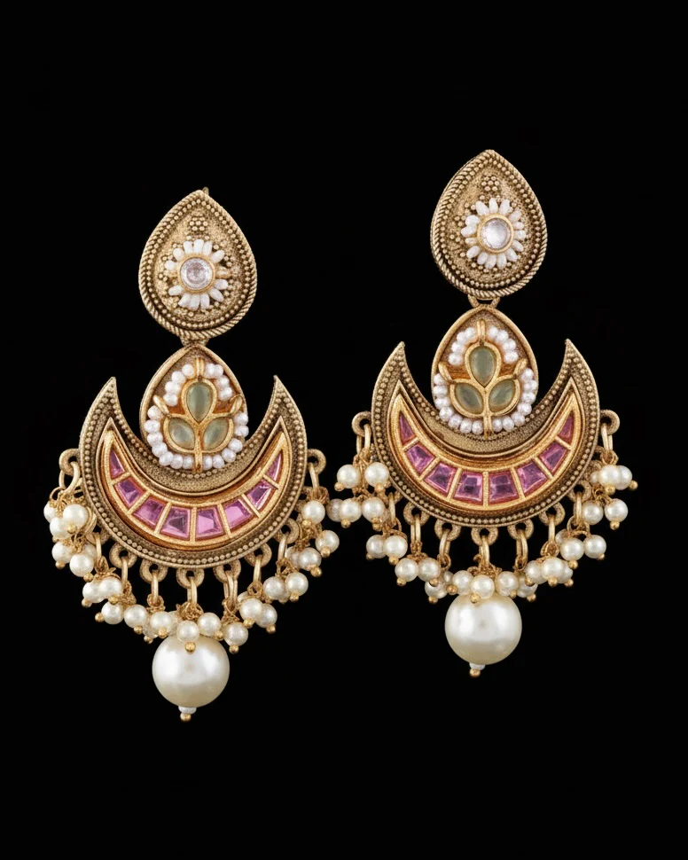 Varun Designer Earring Brass Lookalike - Image 3