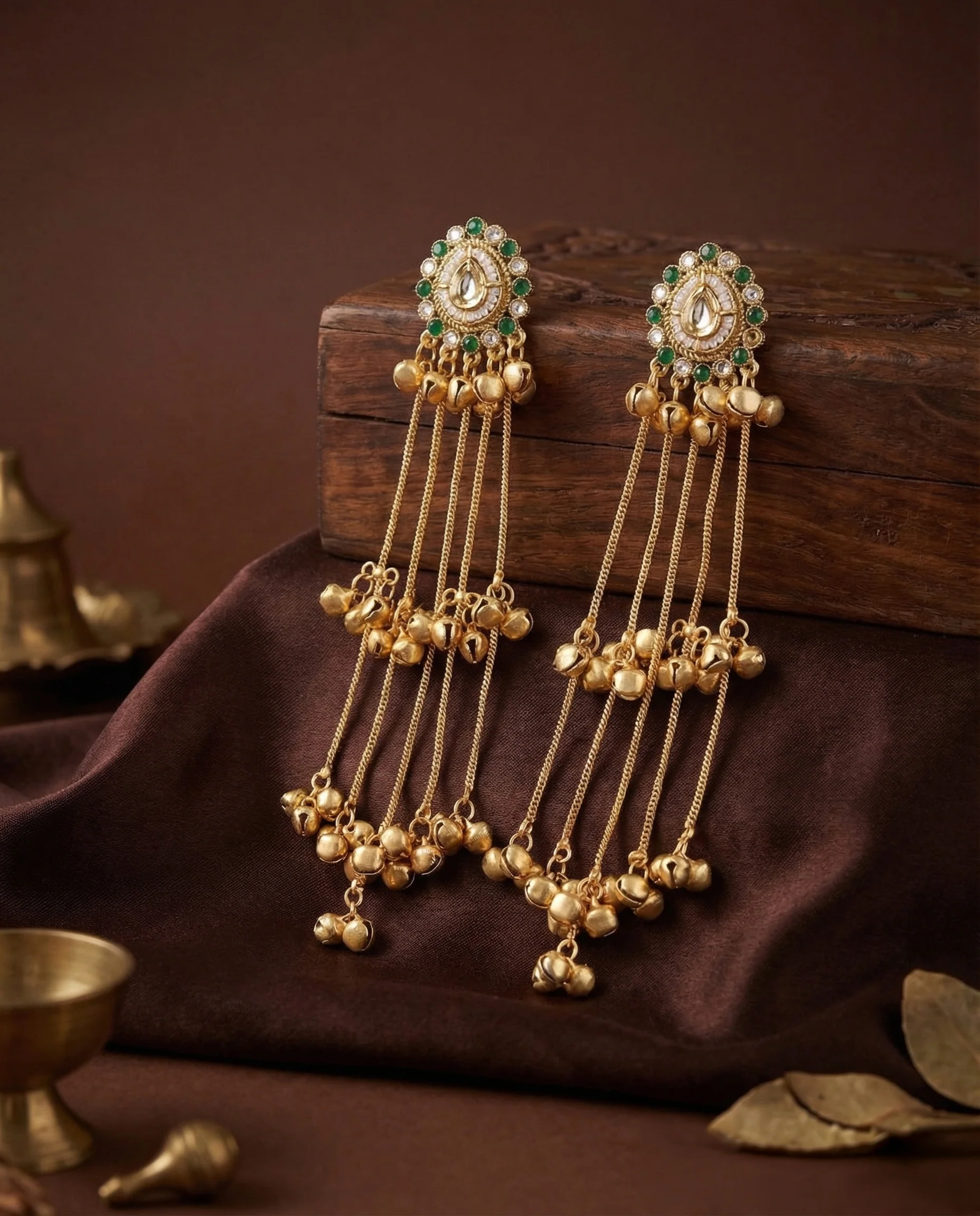 Vikransh Premium Kashmiri Brass Lookalike Ghungroo Earring - Image 3