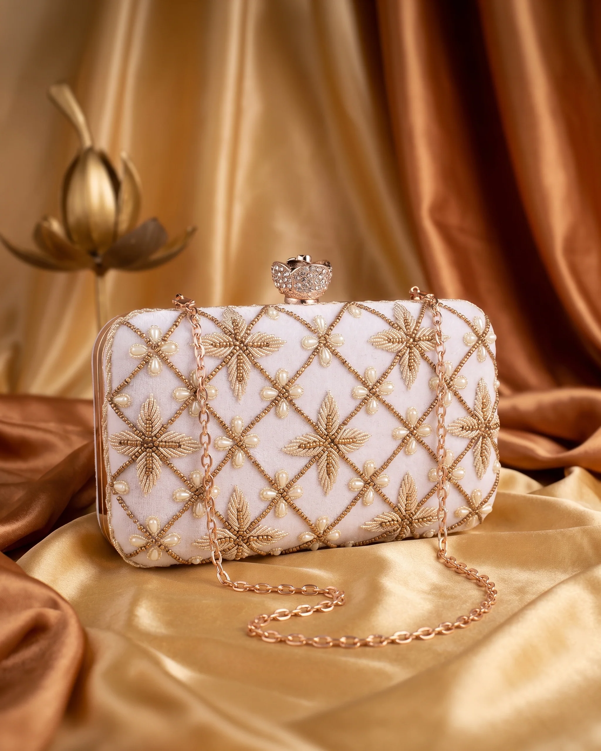 White Kyron Embroidered Clutch - Image 3
