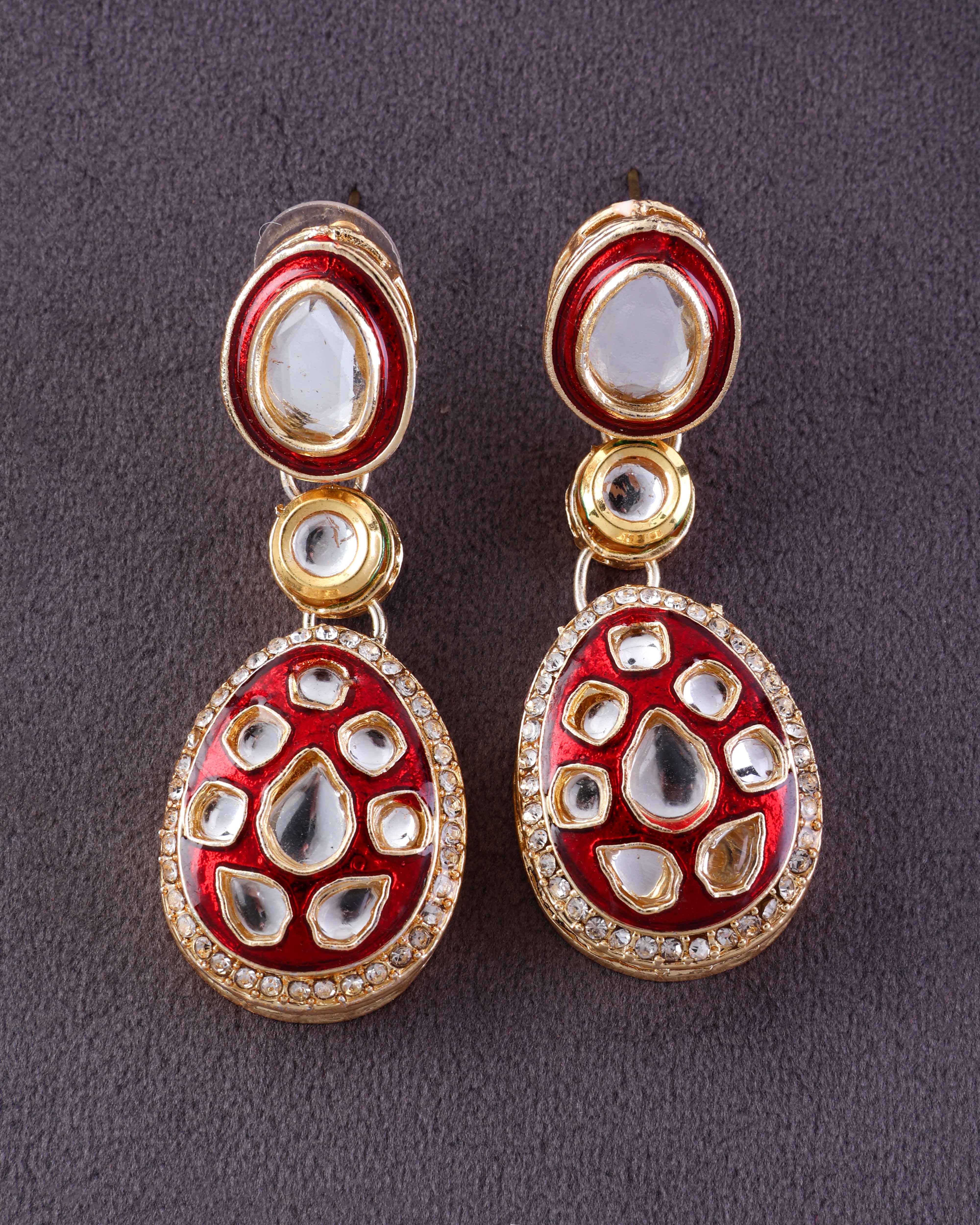 Maroon Kuvar Meenakari Earring - Image 4