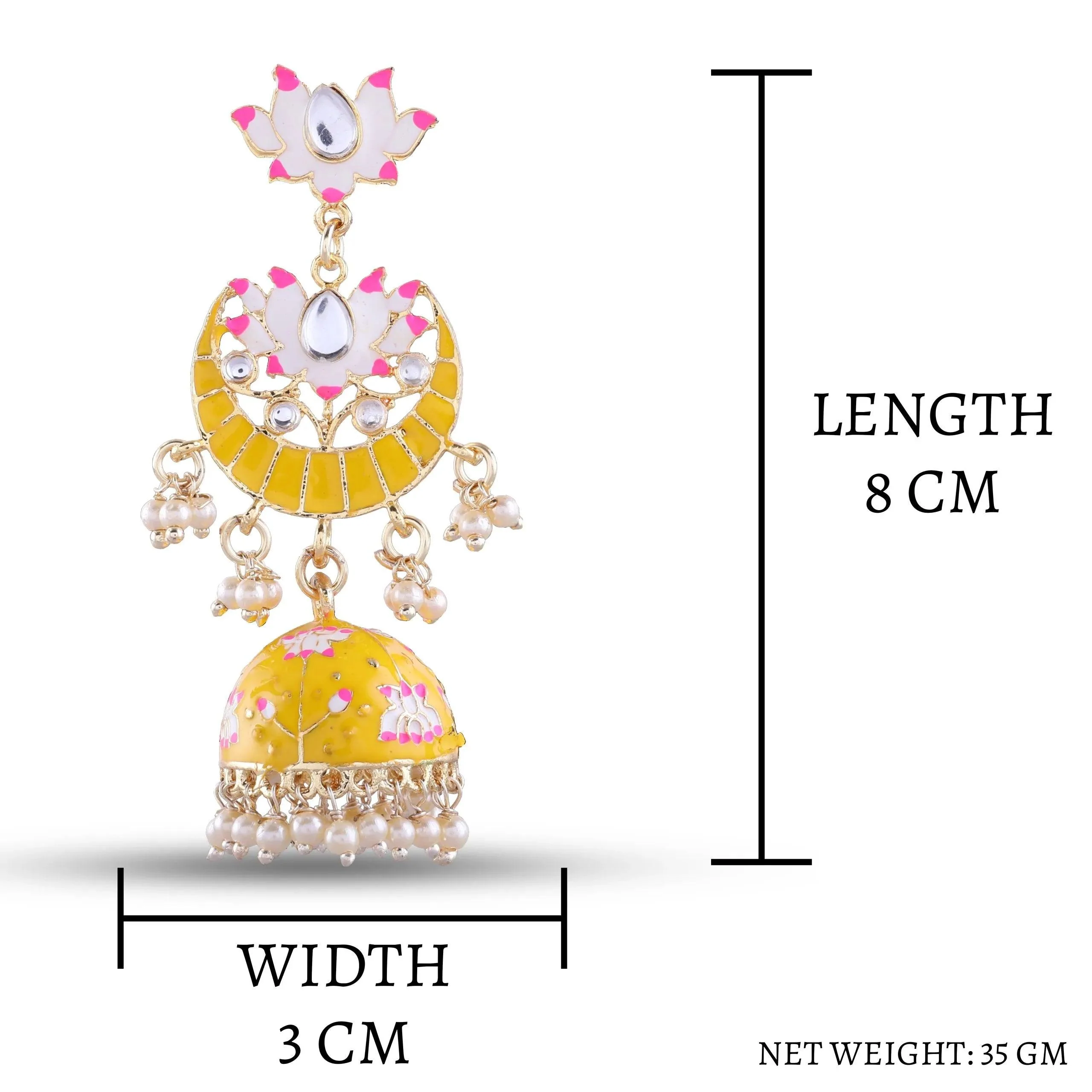 Yellow Long Moon Jhumka - Image 3